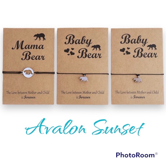 Mama Bear & Baby Bear Bracelet Set or 3 Family Mother’s Day Gift Son Daughter - Picture 1 of 4
